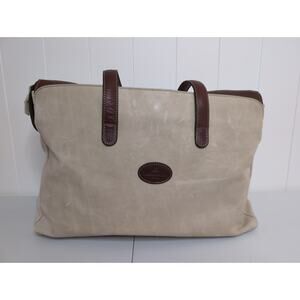Vintage Brown and Tan Tangaroa Terrida leather bag large Tote Made In italy